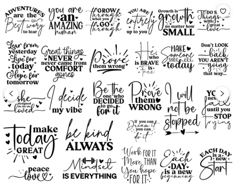 K&ouml;nnte beinhalten: Schwarz-wei&szlig;es Typografie-Design mit motivierenden Zitaten. Die Zitate beinhalten "Abenteuer sind die beste Sorge, die man lernen kann", "Du bist ein erstaunlicher Mensch", "Wachse durch das, was du durchmachst", "Du bist ganz und gar Wachstum, das von dir abh&auml;ngt", "Wachstum ist, egal wie klein", "Tu Dinge mit gro&szlig;er Liebe", "Lernen aus der Vergangenheit, leben f&uuml;r heute, hoffen f&uuml;r morgen", "Gro&szlig;e Dinge kamen nie aus Komfortzonen", "Beweise ihnen, dass sie falsch liegen", "Wer mutig ist, ist frei", "Bringe heute jemanden zum L&auml;cheln", "Schau nicht zur&uuml;ck, du gehst nicht dorthin", "Sie hat das Leben entworfen, das sie liebte", "Ich entscheide meine Stimmung", "Sei derjenige, der sich entschieden hat, daf&uuml;r zu gehen", "Beweise ihnen, dass sie falsch liegen", "Ich werde nicht gestoppt", "Du scheiterst nie, bis du aufh&ouml;rst zu versuchen", "Heute gro&szlig;artig machen", "Sei immer freundlich", "Mindset ist alles", "Wenn du es dir vorstellen kannst, kannst du es tun", "Arbeite daf&uuml;r mehr, als du hoffst", "Jeder Tag ist ein neuer Anfang", "Jeder Tag ist ein neuer Start".