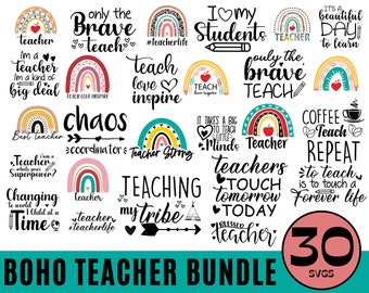 Boho rainbow teacher svg,teacher rainbow png SVG, Teacher Life svg,Teacher Love Inspire,Teacher Svg Bundle, Teacher Svg, Teacher Quote Svg