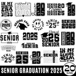 Bundle SVG senior 2025, lot Svg de fin d'études, promotion 2025, svg de chemise de remise des diplômes, remise des diplômes, 2k25 Png