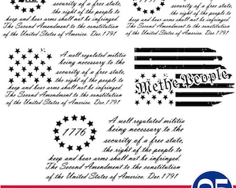 Pacote SVG da 2ª Emenda, Nós, o Povo svg, Bandeira Americana svg, SVG Patriótico, Arquivo de Bandeira Esfarrapada da 2ª Emenda, Arquivo de Corte SVG do Pacote 1776