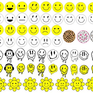 60 Smiley face svg-paket, smiley face svg Cricut, smiley face clipart, Emoji face svg, smiley svg, smiley png trendig png bild 2