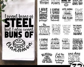 Kitchen Towel SVG Bundle, Funny Kitchen SVG, Dish Towel Sayings Svg, Kitchen Humor SVG, Tea Towel Quotes, Funny Cooking Svg, Cricut Cut File
