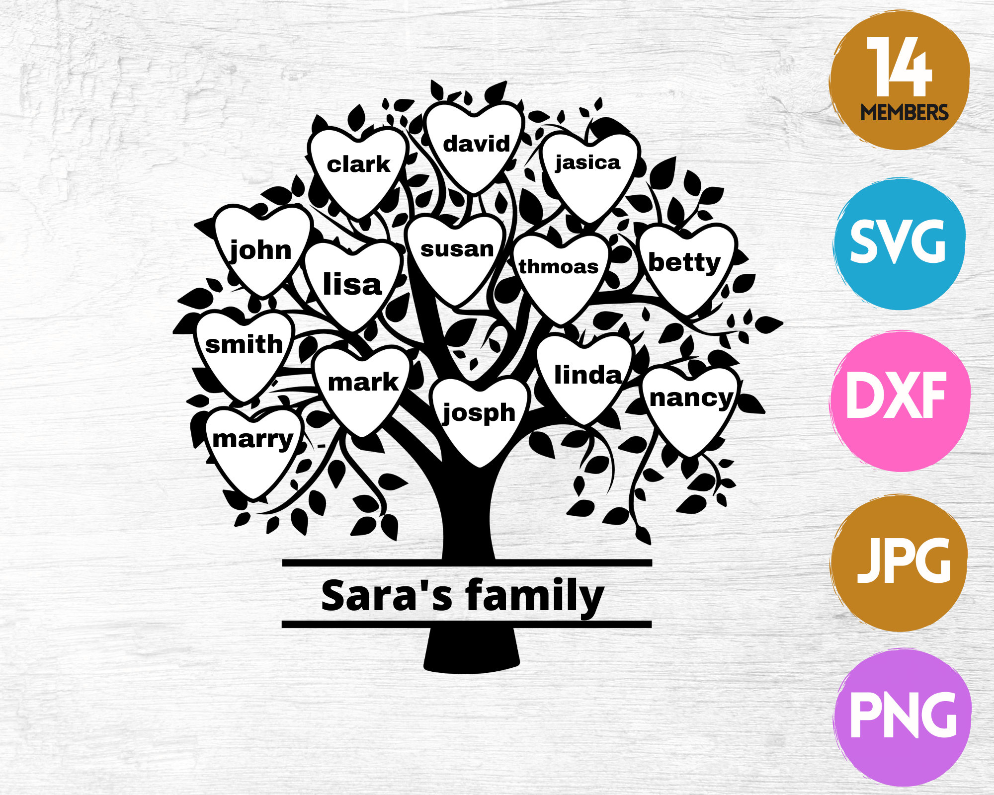 Family Tree Svg 14 Members Family Reunion Svg Custom Family | Etsy