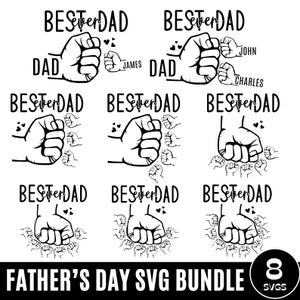 Best Dad Ever SVG Bundle, 1-8 Fist Bump Vatertag, Handabdrücke Vatertag Png, Papa Leben, Fist Bump Familie Hände SVG, Geschenk für Papa