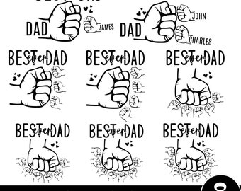 Best Dad Ever Svg Bundle, 1-8 Fist Bump Father's Day, Handprints Fathers Day Png, Dad Life, Fist Bump Family Hands Svg, Gift for Dad
