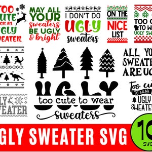 10 Christmas Ugly Sweater Templates, Ugly Sweater Svg, Bundle Svg, ugly sweater png, Ugly Sweater Svg for Cricut, Silhouette