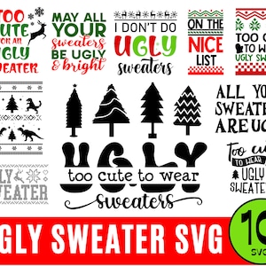 10 Christmas Ugly Sweater Templates, Ugly Sweater Svg, Bundle Svg, ugly sweater png, Ugly Sweater Svg for Cricut, Silhouette