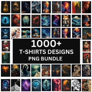 1000+ T-Shirt Bundle Designs,  Colorful Modern Tshirt Designs for Men Woman Kids, T-Shirt Graphic Designs, T-Shirt Sublimation PNG Digital