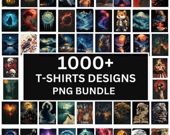 1000+ T-Shirt Bundle Designs,  Colorful Modern Tshirt Designs for Men Woman Kids, T-Shirt Graphic Designs, T-Shirt Sublimation PNG Digital