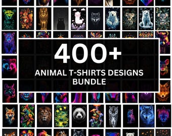 400+ Animal T-Shirt Designs PNG Bundle, 3D Lion, Tiger and more Animals Graphics, Digital Download