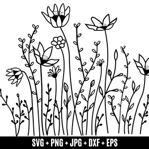 Wildflowers svg, Bouquet SVG, floral frame svg, Split monogram svg, Floral svg, nature svg, flower sketch svg,  Minimalist Flower Bouquet,