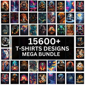 15.600+ Mega Bundle di design per magliette, leone, gatto carino e grafica di animali alla moda, collezione di PNG per magliette artistiche e creative, PNG digitali