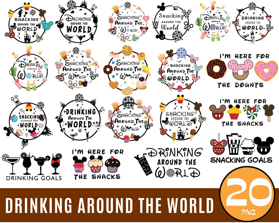 20 Snacking and Drinking Around the World PNG Bundle Family Etsy