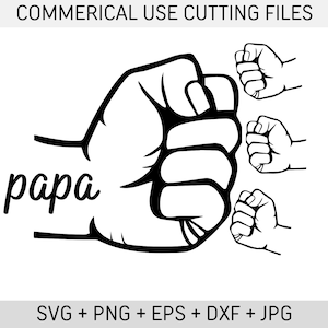 Personalisierte Vatertag Faust Bump SVG, Baby Kleinkind Kind Dad Fist Bump SVG, Familie SVG, Vatertag Designs, Cut-Dateien für Cricut