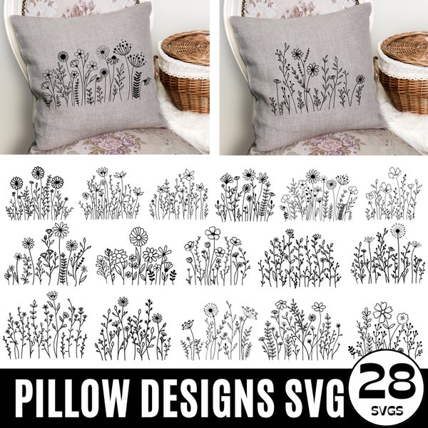 Wildflowers Pillow SVG Bundle, Pillow Cover SVG, Family Svg, Wildflowers Pilow Covers, Door Hanger, Pillow Svg Designs, Cricut Silhouette