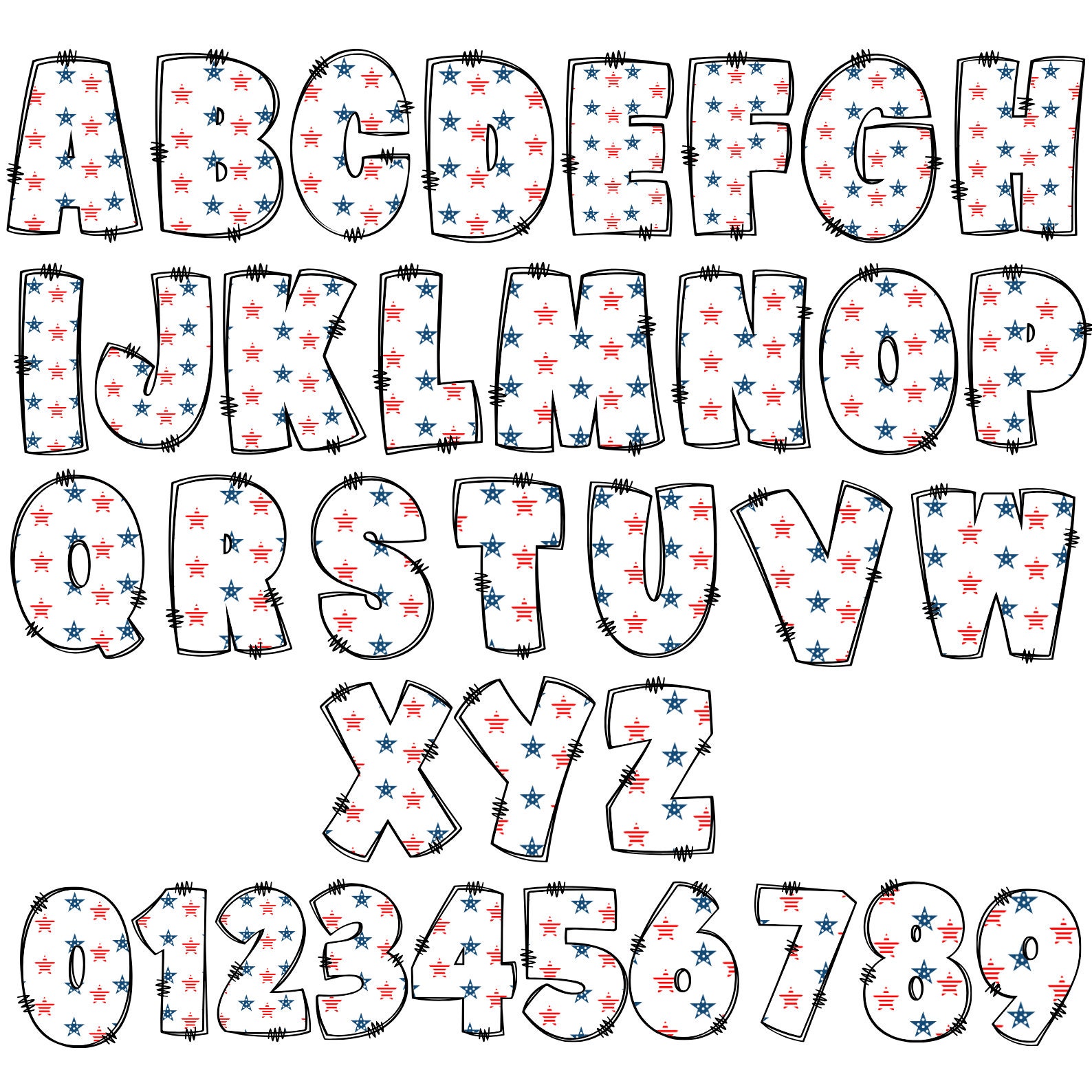 4TH July USA Letters Png Bundle, USA Flag Doodle Letters, Patriotic ...