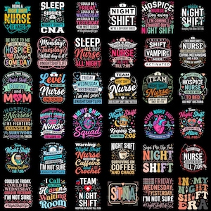 35+ Night Shift Nurse Png Bundle, Funny Nurse Quotes Png, Nurse Sublimation Design, Medical Nurse Clipart, Nurse Life Png, Digital Download