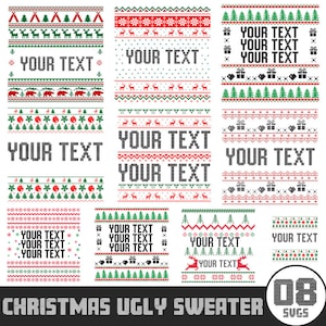 08 Ugly Sweater SVG Bundle, Modelli di maglioni brutti di Natale, Maglione brutto Svg, Maglione brutto png, Maglione brutto Font Svg Tagliato per Cricut