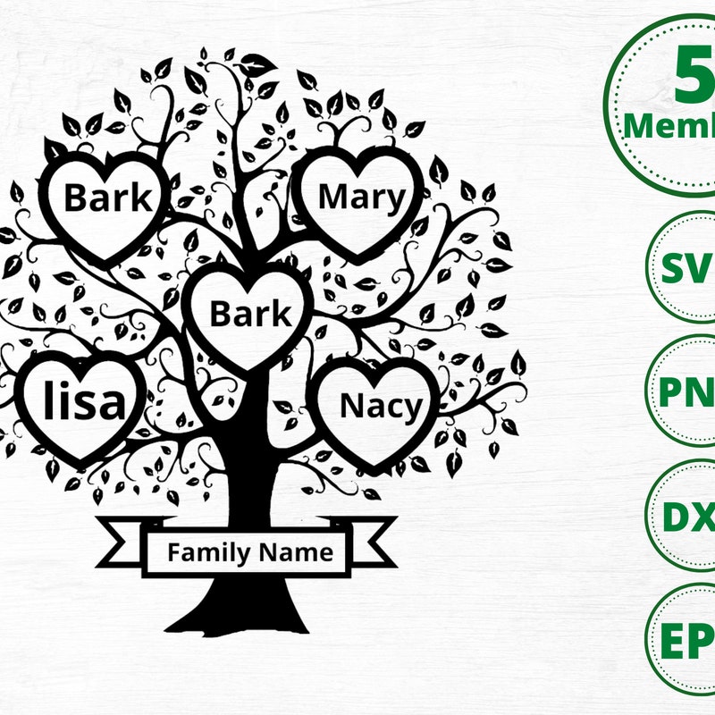 5 Member Family Tree Template Etsy 5 Member Family Tree Template Etsy