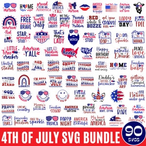 4 juillet SVG Mega Bundle, svg de la fête de l'indépendance, 4 juillet, citations du 4 juillet, svg de l'Amérique rétro, PNG patriotique, Love America