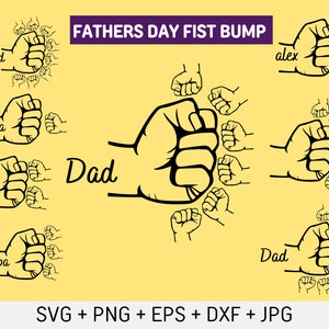 Set personalizzato per il pugno chiuso della festa del papà, disegni per la festa del papà, neonato, bambino, papà, pugno chiuso SVG, famiglia SVG, download digitale File di taglio