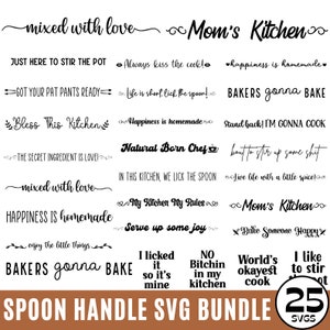 Paquete de svg de cuchara de madera, citas divertidas de cocina svg, dichos de mango de cuchara svg, citas de espátula, svg de cocina, svg divertido de coking, citas de espátula