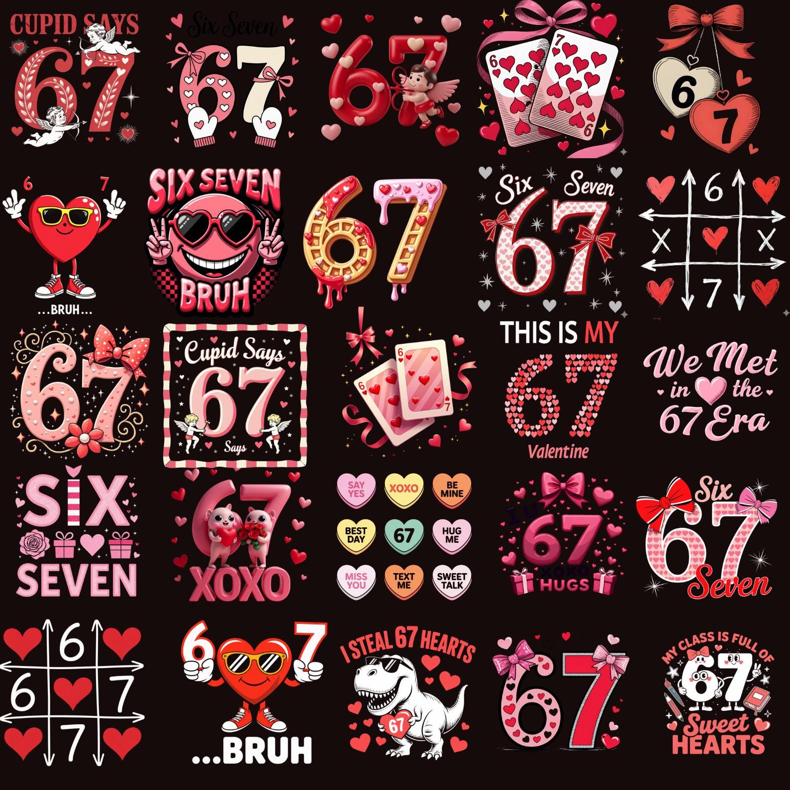 70 Six Seven Valentine Png Bundle,preppy 67 Valentine Png,six Seven ...
