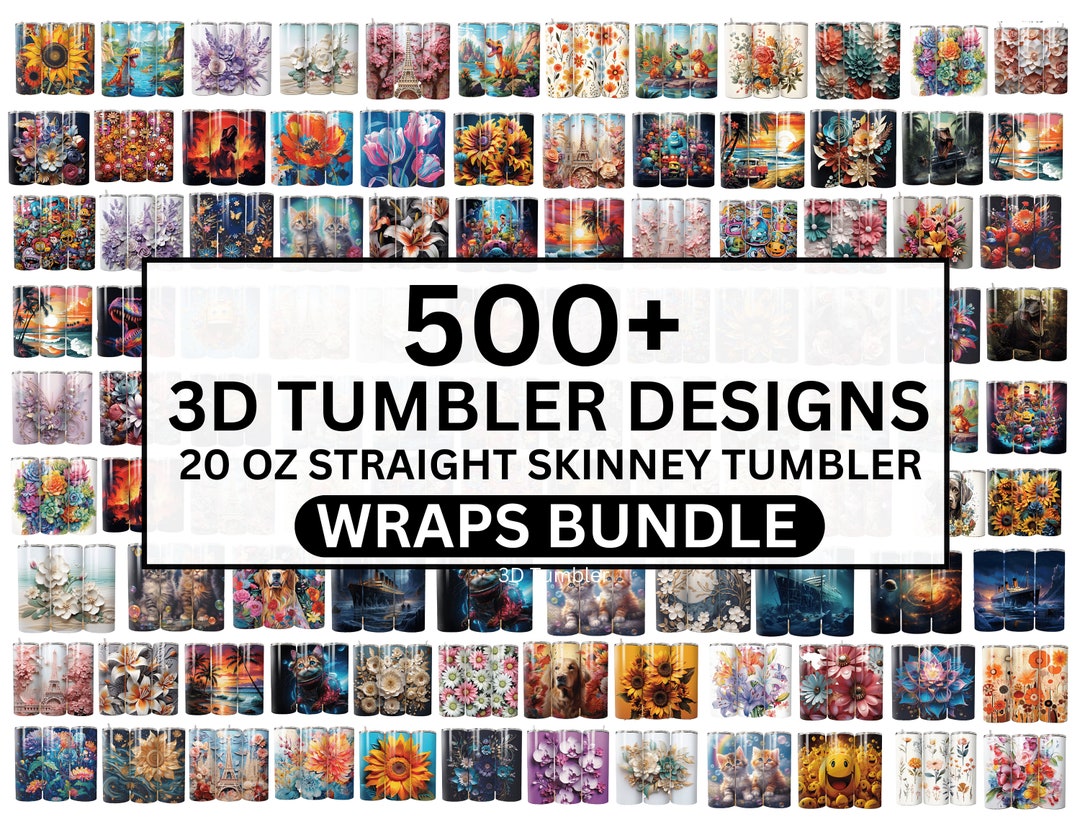 500 Mega 3D 20oz Skinny Flowers Tumbler Wrap Bundle Full - Etsy