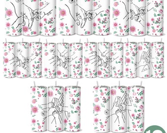 Custom Up to 6 Kids Holding Mom‘s Hand 3D 20oz Tumbler Png, Mothers Day Tumbler 20oz Png, Floral Mom 20 oz Tumbler Wrap