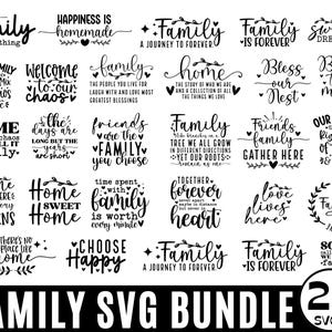Lot de 25 citations famille, citation signe svg, citation famille png, enseigne murale famille ferme, svg Home Sweet Home, décoration ferme maison Svg