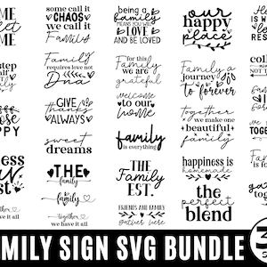 Familie Zeichen SVG Bundle, lustiges Bauernhaus svg, Familie svg, Holzschild svg, rustikale svg, Küchen svg, Willkommen svg, Haus svg, Familienzitat SVG