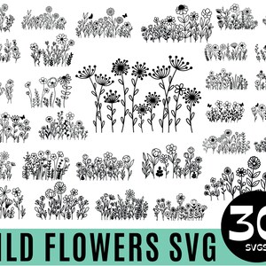 Wildflowers svg, Bouquet SVG, Floral svg, Minimalist Svg, nature svg, floral frame svg, Split monogram svg, flower sketch svg, flower svg
