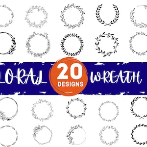 Bundle svg couronne de fleurs, couronne florale svg, Laurel Svg, couronne de mariage, couronne de ferme, cercle cadres svg, cercle bordure couronne svg