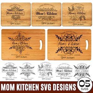 Schneidebrett SVG Bundle, Küche Mom SVG, Küche geschnitten Datei, Charcuterie Schneidebrett, Glowforge, Cricut Cut Datei, digitaler Download