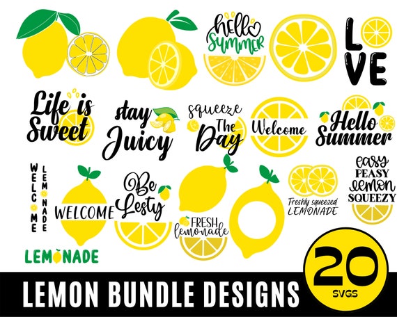 Lemon SVG Bundle, Lemons Svg, Hello Summer SVG, Porch Sign SVG, Lemonade Svg, Summer Svg, Kitchen Svg, Make Lemonade Svg, Lemonade Sign