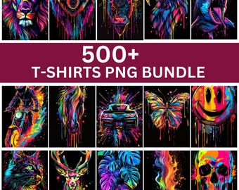 500+ Neon T Shirts Designs Bundle, Unique T Shirt Png, Colorful and stylish Tshirt Design T-Shirts For Men Woman And Kids, Digital Download