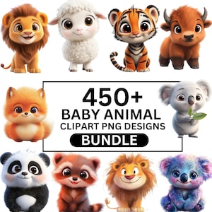 450+ bundel aquarel babydieren, schattige dieren clipart, aquarel schattige dieren png's, kinderkamer print, digitale download