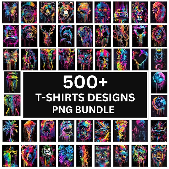 500+ Neon T Shirts Designs Bundle, Colorful and stylish Tshirt Design T-Shirts For Men Woman And Kids, Unique T Shirt Png, Digital Download