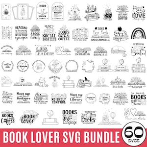 Paquete SVG de lectura, SVG de libro floral, SVG de amante de los libros, SVG de citas de libros, Libro de lectura, Magia, Mística, Archivo de corte de libros florales, Descarga digital