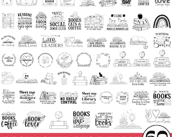 Reading SVG Bundle, Floral Book SVG, Book Lover Svg, Book Quotes Svg, Reading Book, Magic, Mystical, Floral Books Cut file, Digital Download