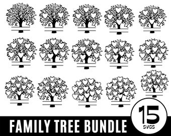 Family tree svg bundle 1-15 members, Family reunion svg, Family tree png files, Family tree branch svg, Tree of life svg