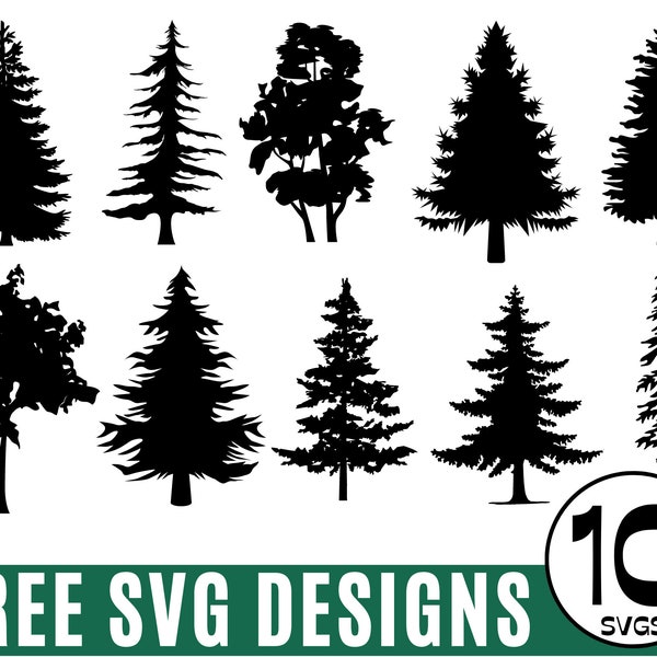 10 Pine Tree svg, Forest Outdoor, Tree Vector Svg, Wide selection of Trees svg. Spruce Svg, Adventure tree svg, Tree Cut File Svg,