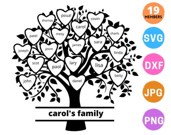 Family tree svg 19 members, Family reunion svg, Custom family tree svg 18 names, Family tree clipart, cricut svg, svg files for silhouette