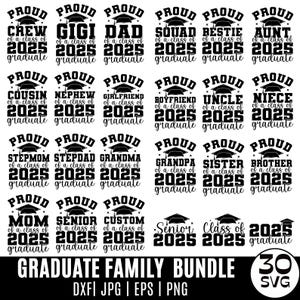 30+ Proud of Graduate 2025 SVG Bundle, Family Graduation 2025 Shirt SVG, Proud Mom Dad of 2025 Senior, Graduation SVG Bundl,2025 Grad Design