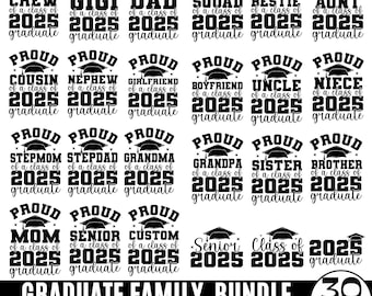 30+ Proud of Graduate 2025 SVG Bundle, Family Graduation 2025 Shirt SVG, Proud Mom Dad of 2025 Senior, Graduation SVG Bundl,2025 Grad Design