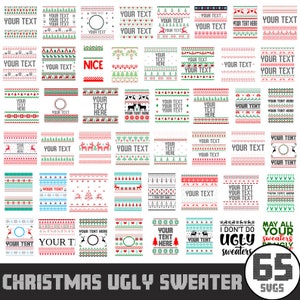65 Ugly Sweater SVG Mega Bundle, Modello di maglione brutto di Natale, Maglione brutto Svg, Maglione brutto png, Maglione brutto Svg per Cricut Silhouette