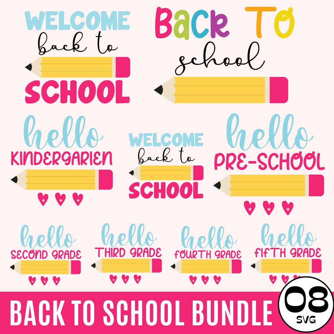 Hello Back to School Svg Bundle, First Day of School, Grade Vibes Svg ...