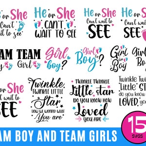 Gender reveal team boy team girl svg, He or She Can't Wait to see svg, Twinkle Twinknle little star svg, Team Boy, Team Girl, Svg Bunde, Png