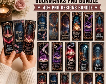 Dark Romance Bookmarks PNG Bundle, Gothic Fantasy Bookmarks PNG, Tarot Card Inspired Bookmarks, Printable Skull Bookmarks, DarkAesthetic PNG