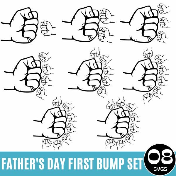 Personalized Father's  Fist Bump Set, Baby Toddler Kid Dad Fist Bump SVG, Family SVG, Father's Day Designs, Digital download Cut files